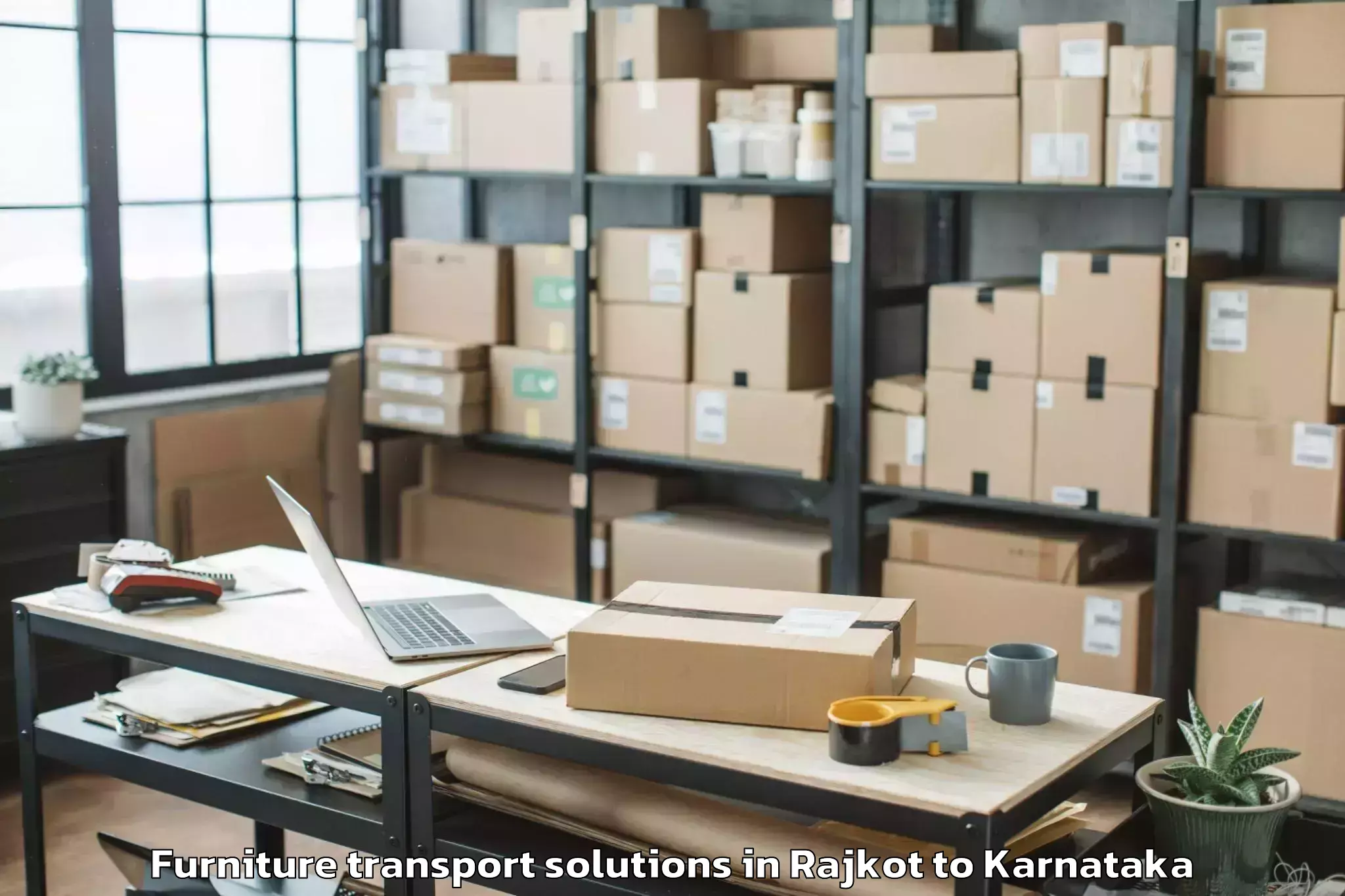 Professional Rajkot to Kushalnagar Furniture Transport Solutions